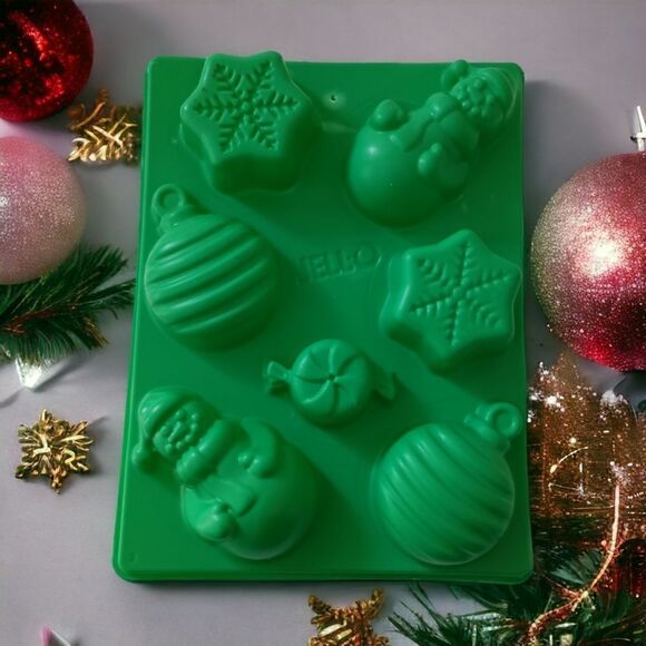 Jello Christmas Mold Green Jigglers Happy Holidays Snowflake Snowman Ornament. - Picture 12 of 16